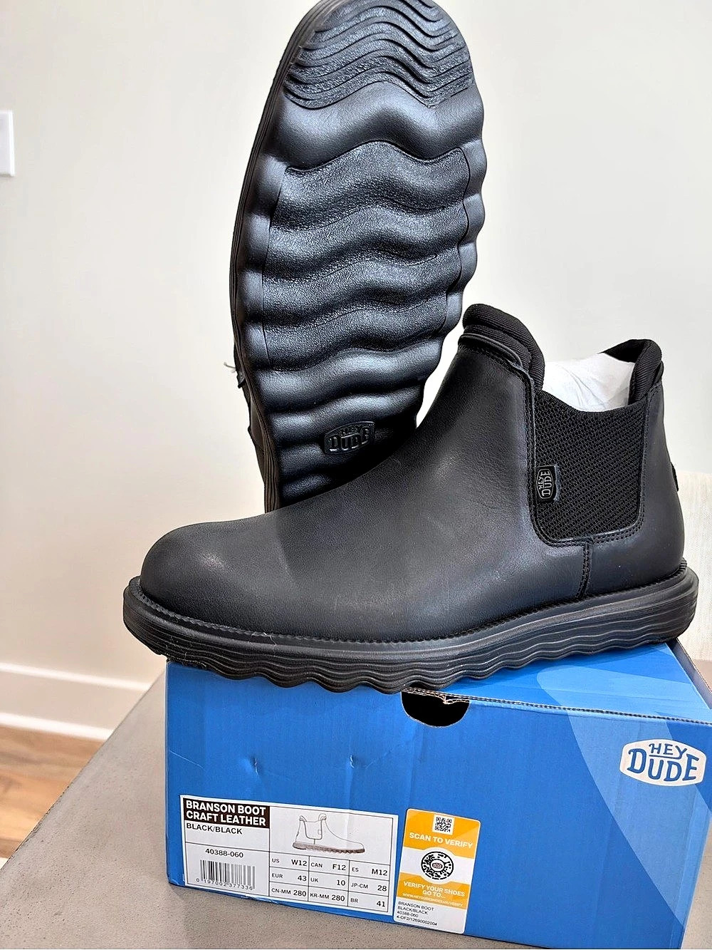 Hey Dude Branson Boot Craft Leather Black Leather US 12